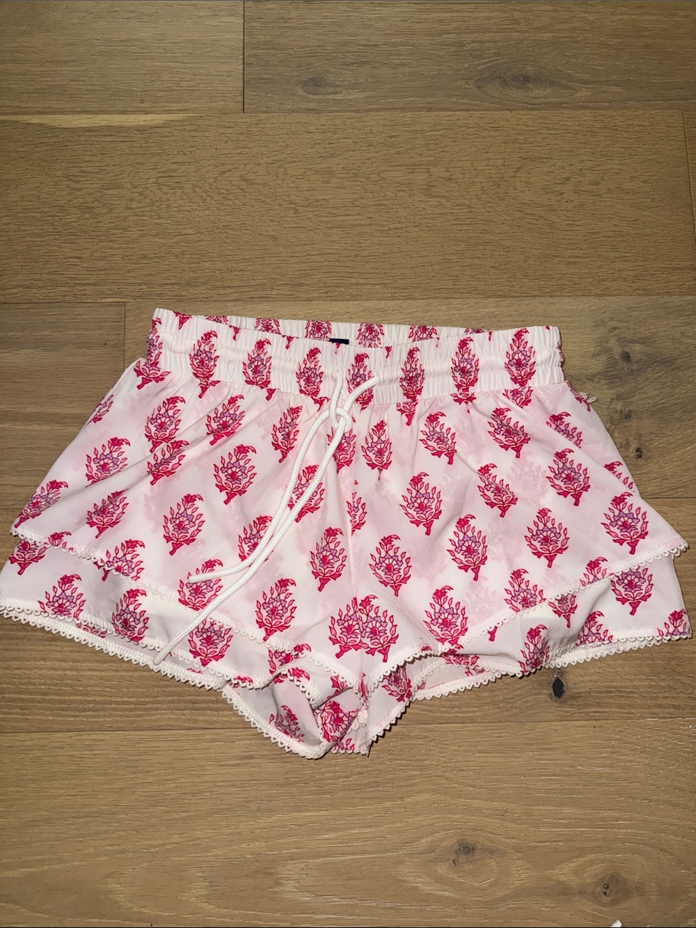 Roller Rabbit White Shorts with Pink Floral Motif